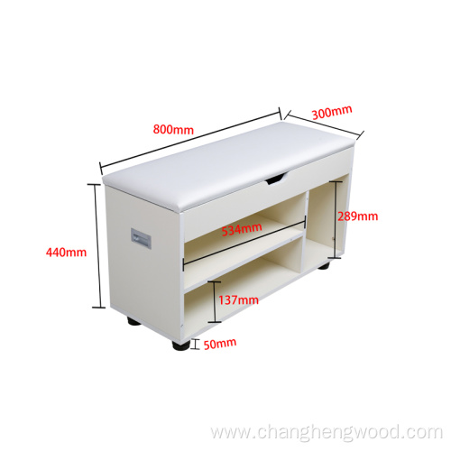 Shoe cabinet with seat cushion and partition